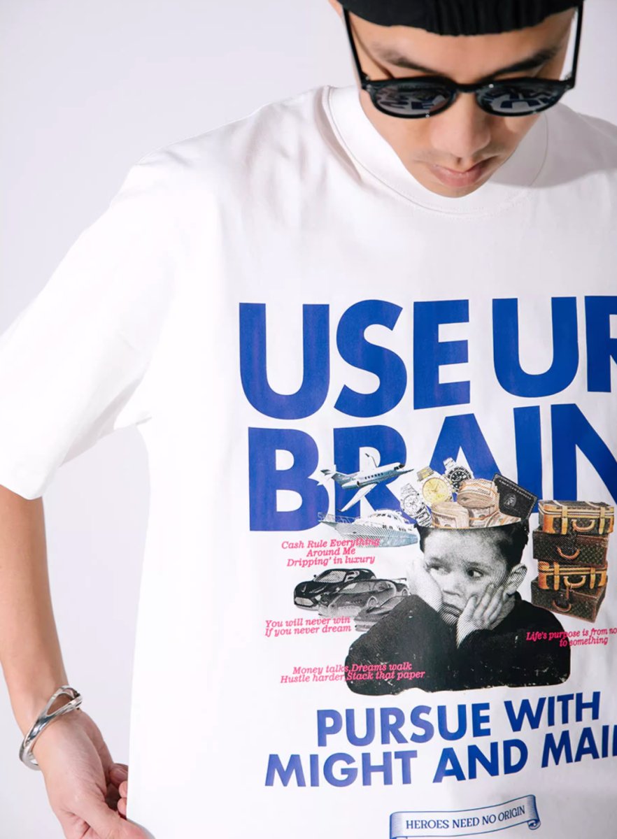 【250G】BRAIN print T-shirt N3317 - NNine