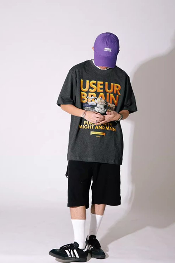 【250G】BRAIN print T-shirt N3317 - NNine