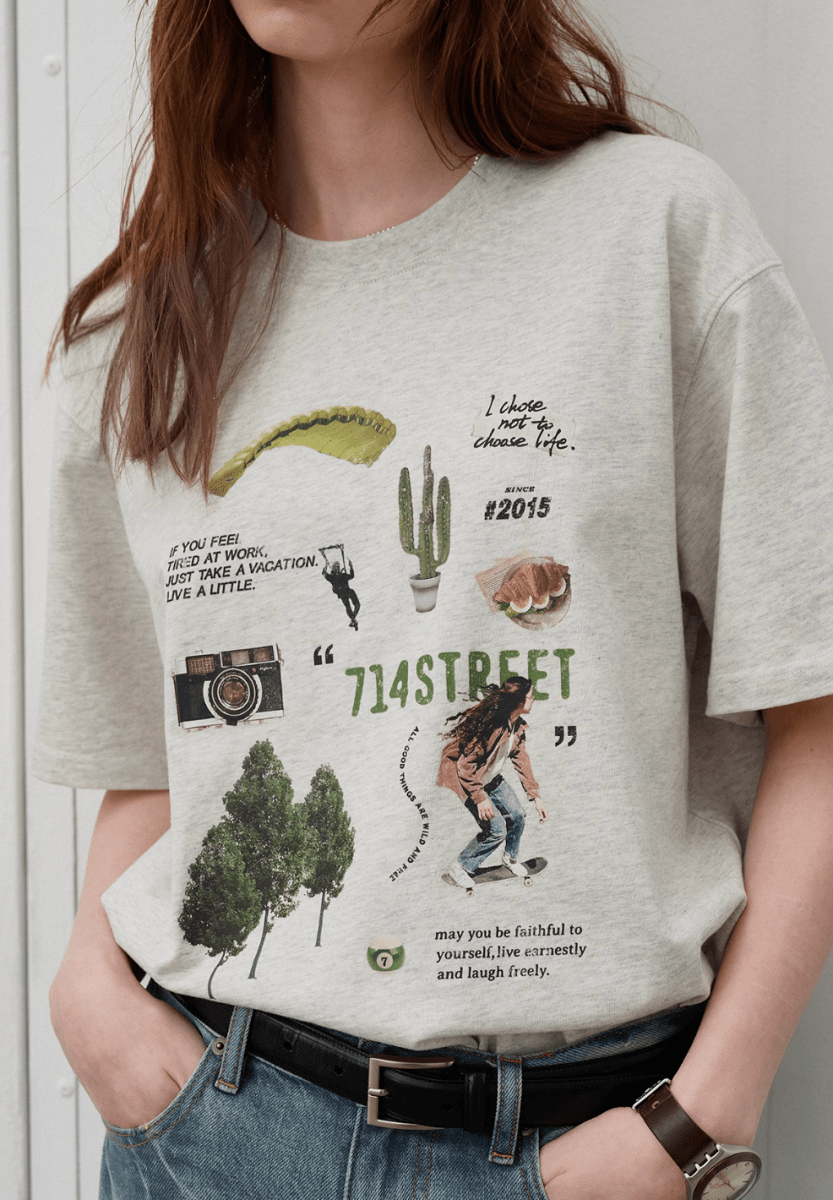【250G】Cracked Print T-shirt / クラック プリント Tシャツ 半袖 ヴィンテージ 古着風 N5313 - ファッション通販 NNine(ナイン)