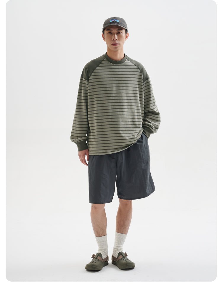 【260G】round neck border t-shirt N3346 - NNine