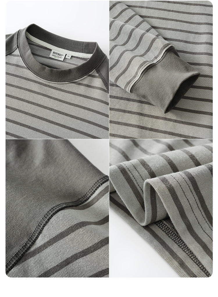 【260G】round neck border t-shirt N3346 - NNine