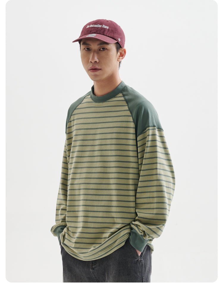 【260G】round neck border t-shirt N3346 - NNine