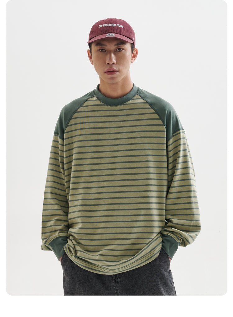 【260G】round neck border t-shirt N3346 - NNine