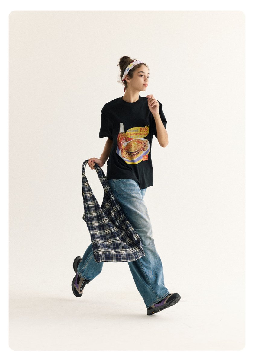 【275G】breakfast print t - shirt / レトロプリントT N3741 - NNine