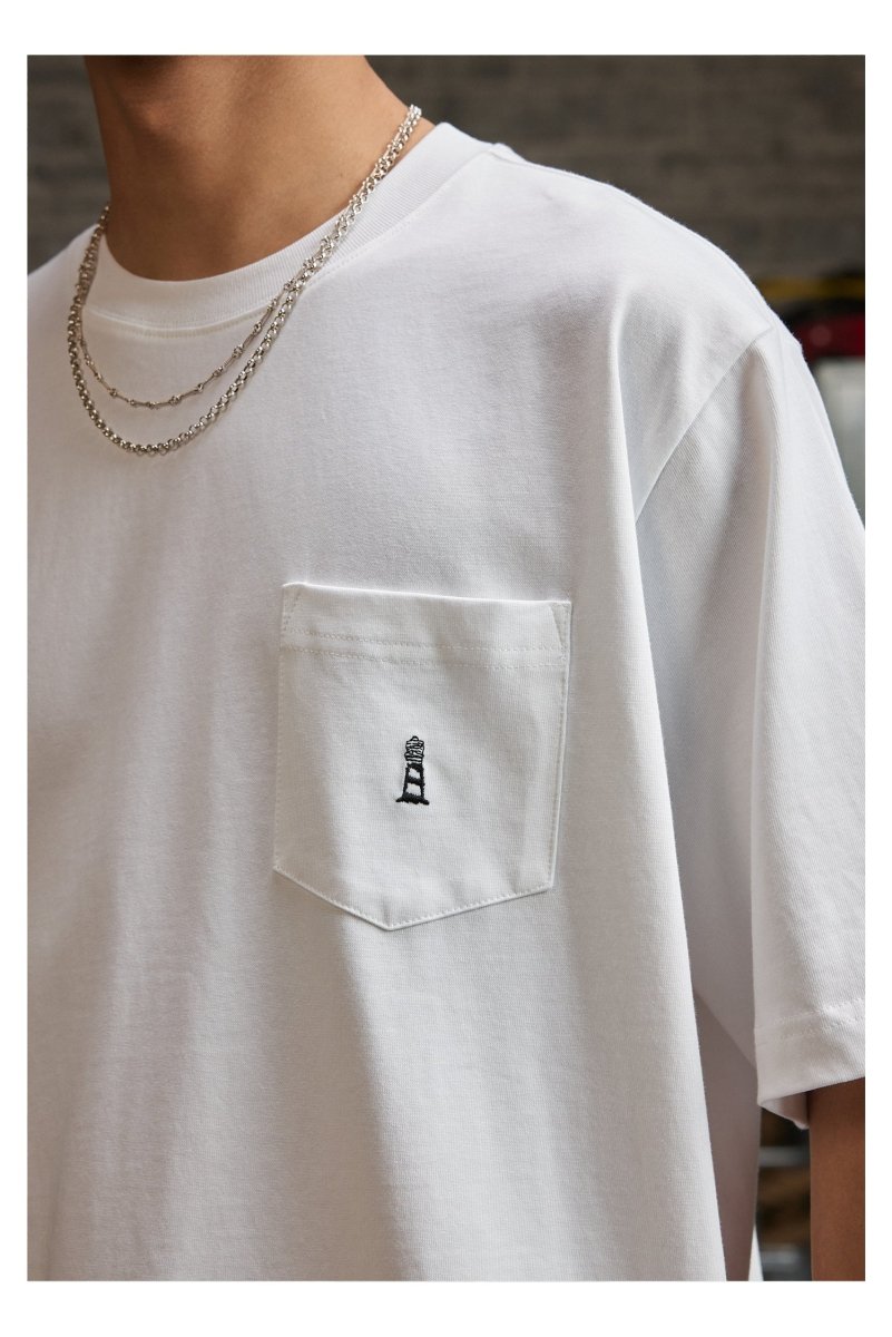 【275G】logo pocket white t - shirt N3722 - NNine