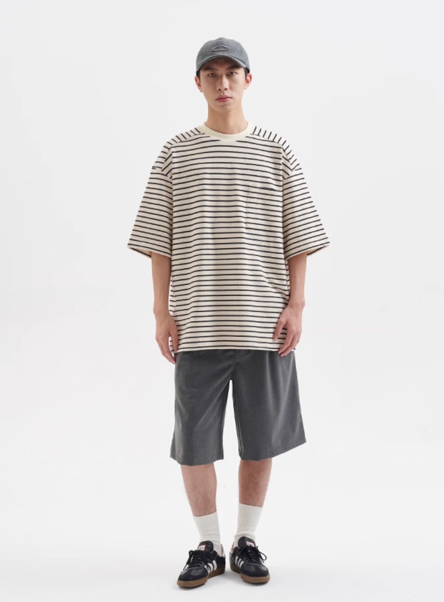 【280G】pocket border t - shirt N3866 - NNine