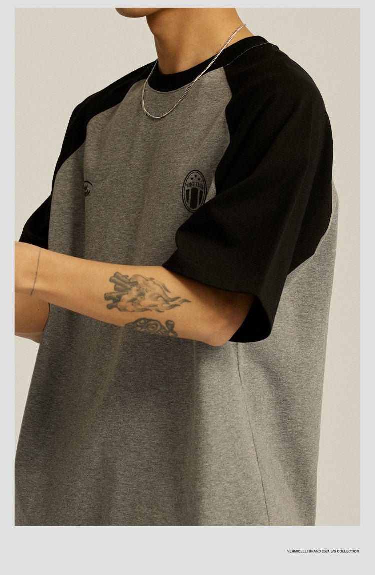 【280G】Raglan sleeve logo print T-shirt N3457 - NNine