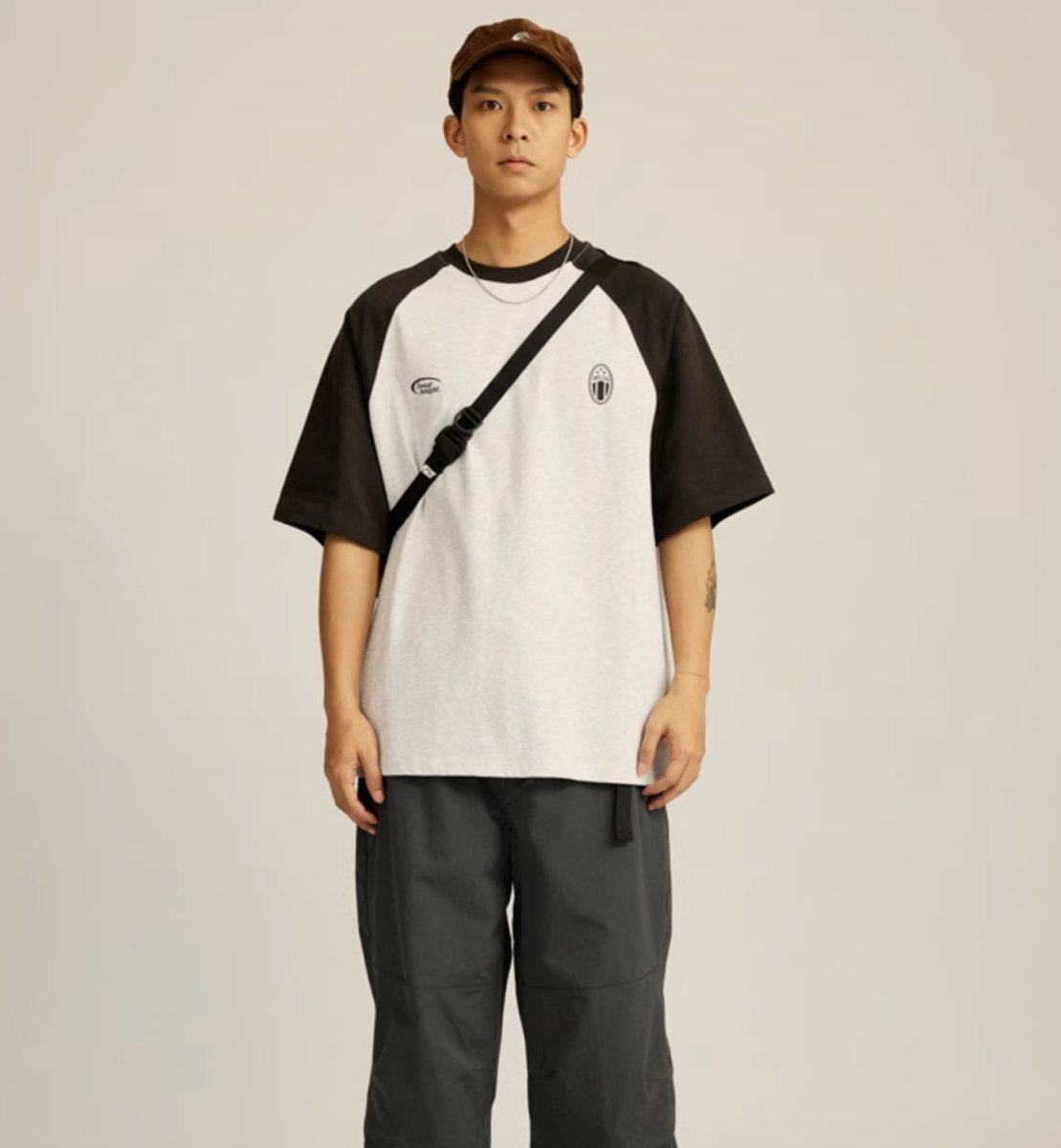 【280G】Raglan sleeve logo print T-shirt N3457 - NNine