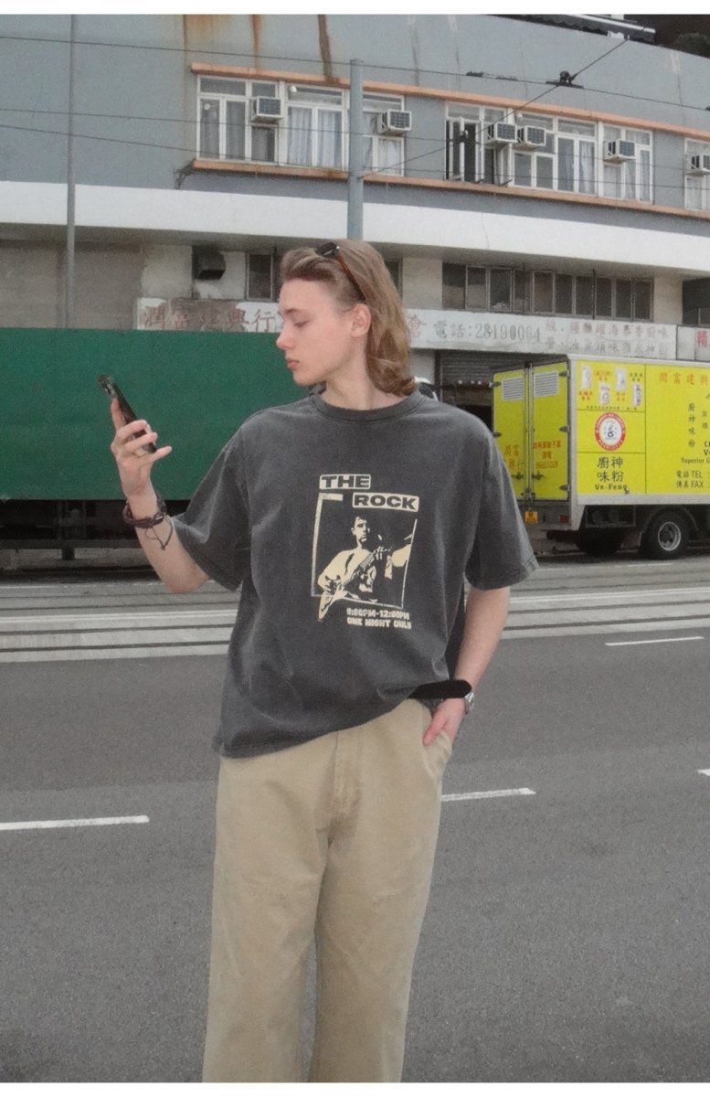 【290G】The Rock Print T - shirt N3668 - NNine