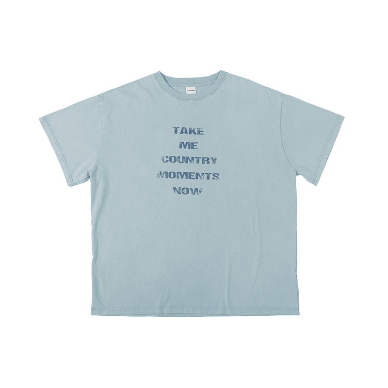 【290G】Washed letter print T - shirt N3739 - NNine