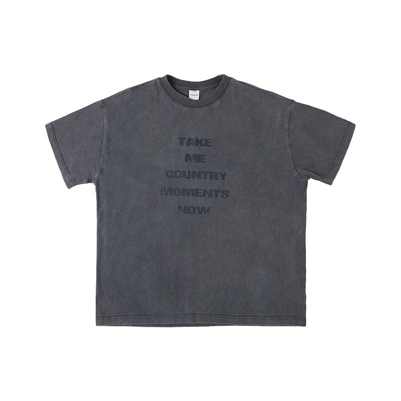 【290G】Washed letter print T - shirt N3739 - NNine