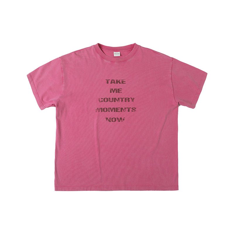 【290G】Washed letter print T - shirt N3739 - NNine