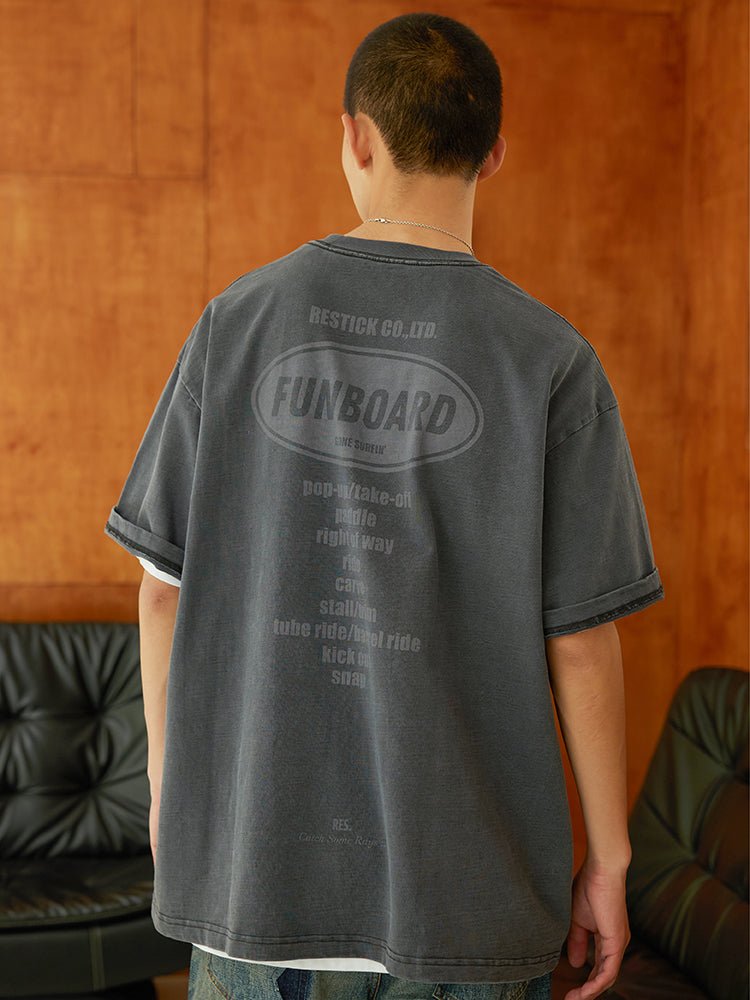 【340G】washed printed T-shirt N3577 - NNine