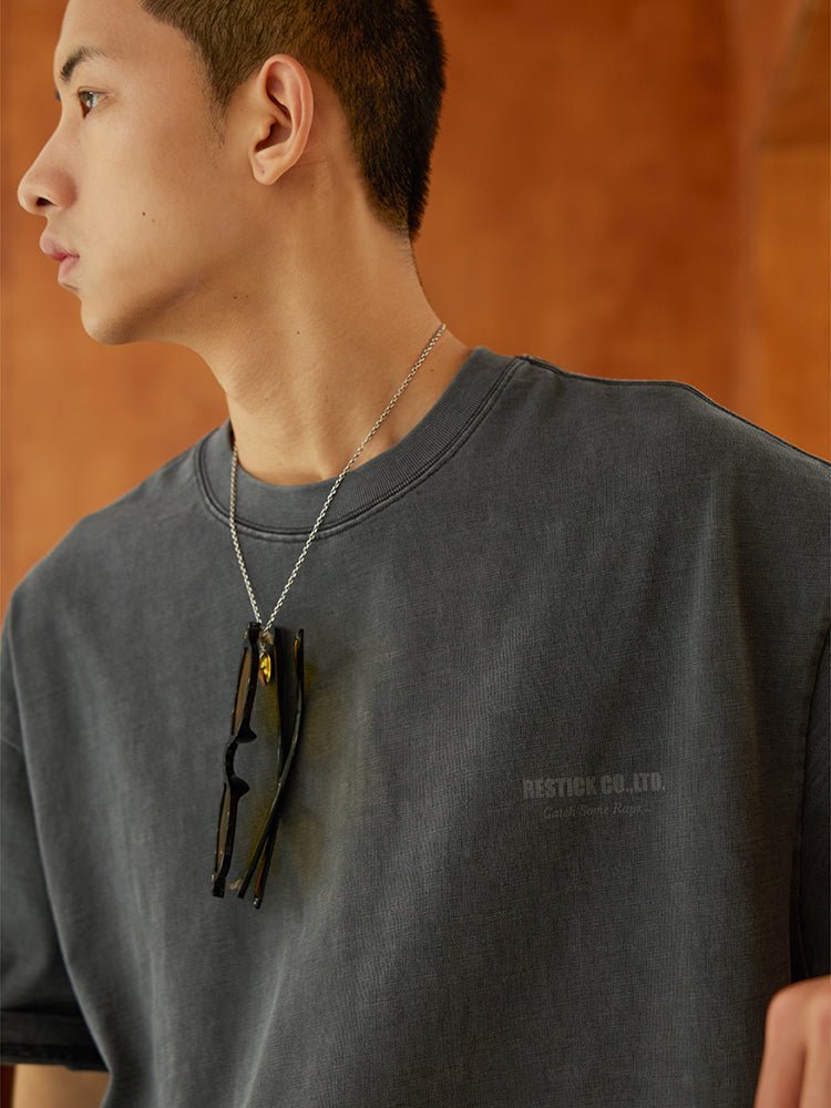 【340G】washed printed T-shirt N3577 - NNine