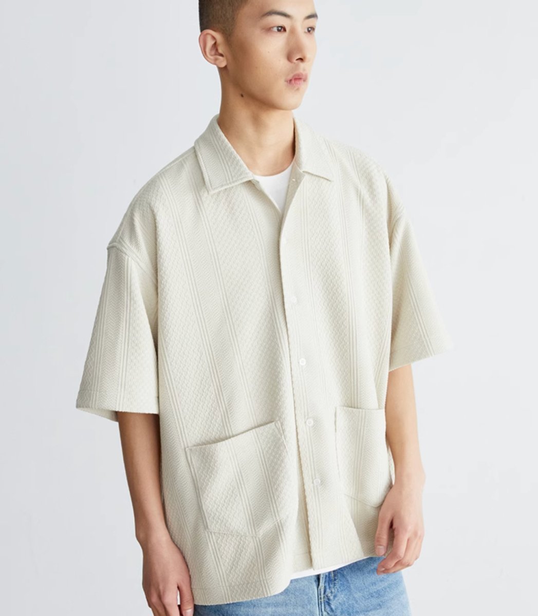 3D cable short sleeve polo shirt N3863 - NNine