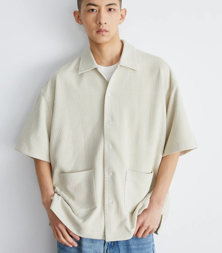 3D cable short sleeve polo shirt   N3863