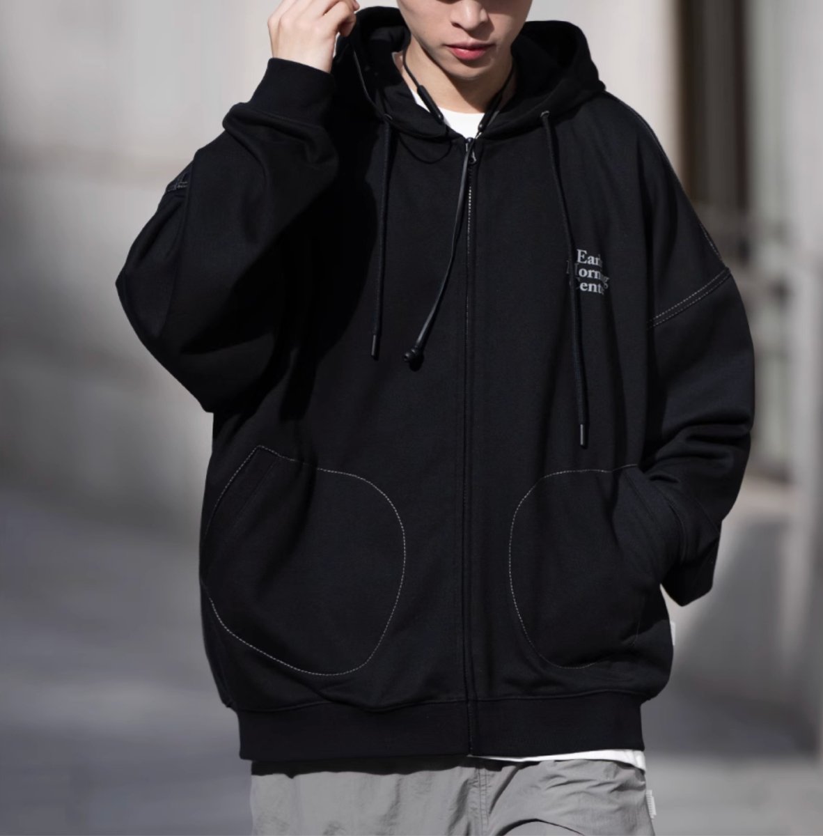 【440G】logo print zip hoodie N4641 - NNine