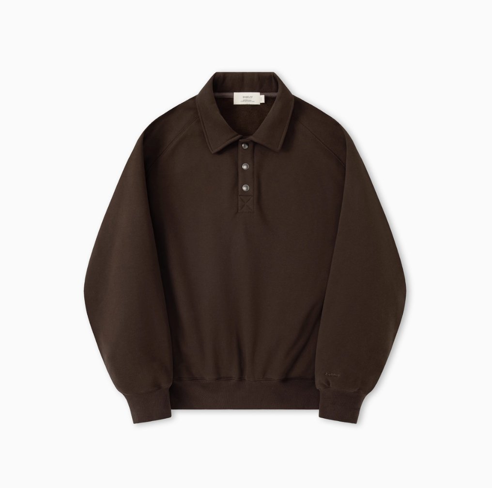 【450G】metal button sweat polo shirt N4688 - NNine