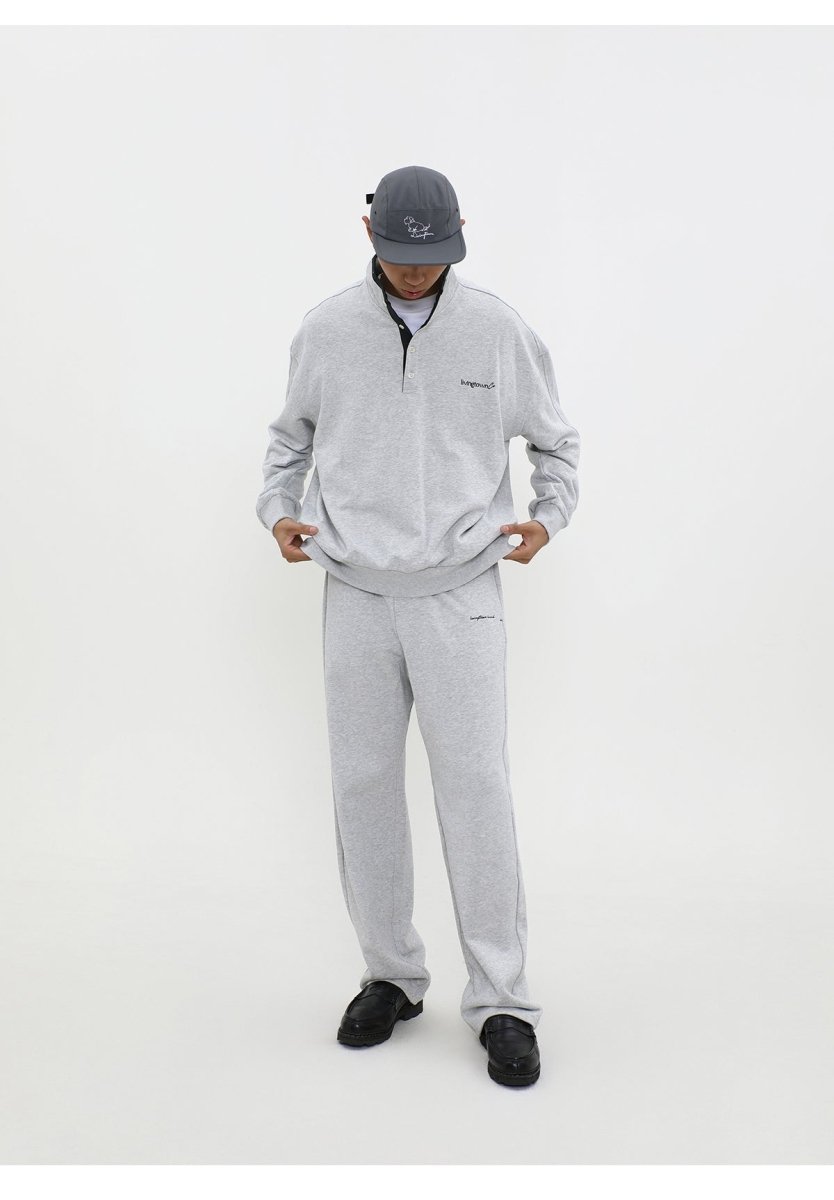 【460G】Embroidered Logo Half Snap Sweatshirt N4679 - NNine