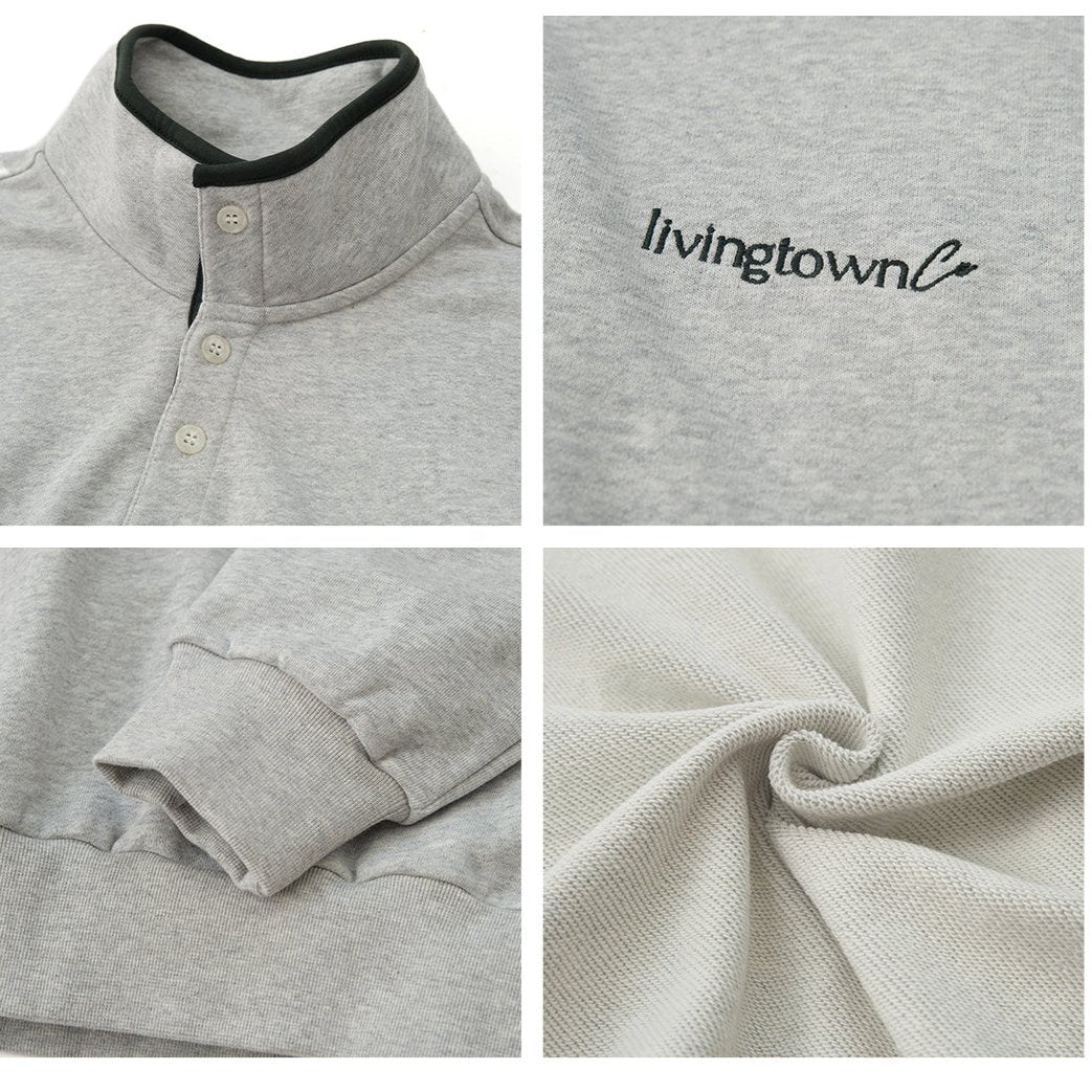 【460G】Embroidered Logo Half Snap Sweatshirt N4679 - NNine