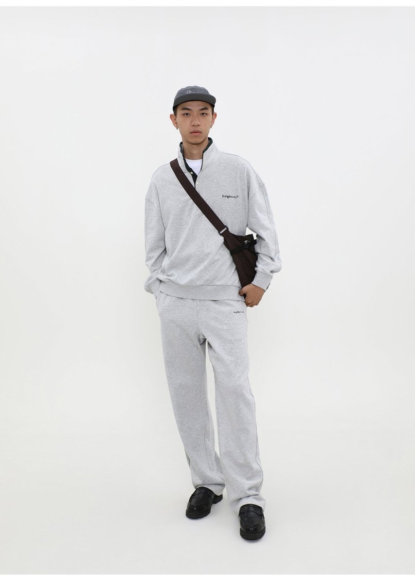 【460G】Embroidered Logo Half Snap Sweatshirt N4679 - NNine