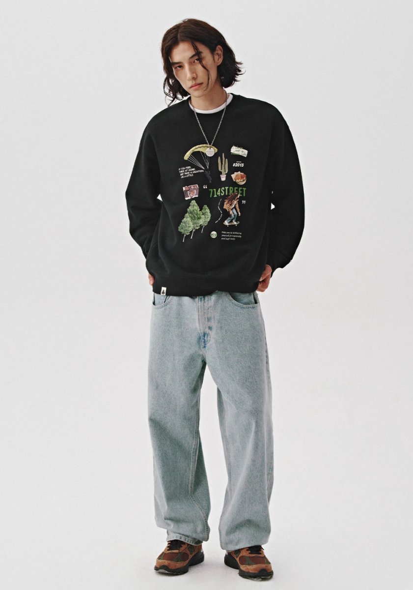 【500G】round neck print sweatshirt N4521 - NNine