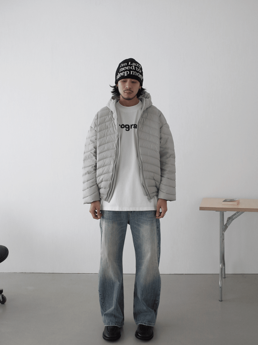 ヘリンボーン・90%ホワイトダックダウン・パファージャケット N6195 - ファッション通販NNine(ナイン)