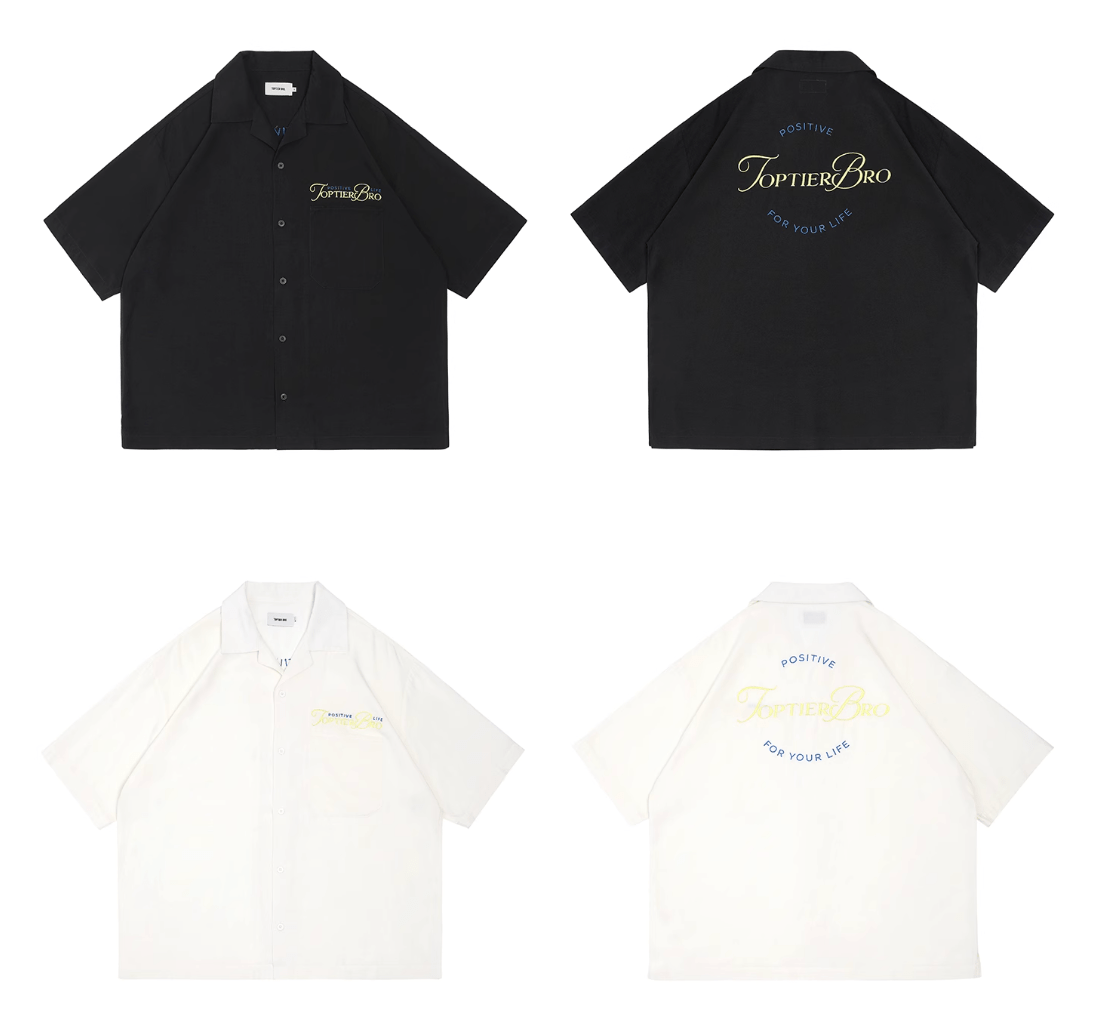バック刺繍オープンカラーシャツ ライオセル95% / Back Embroidered Shirt N5514 - ファッション通販NNine(ナイン)