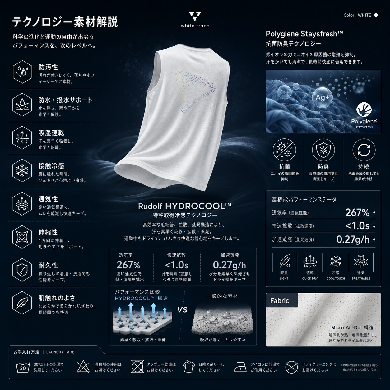 吸湿速乾 抗菌防臭 アクティブタンクトップ N7084