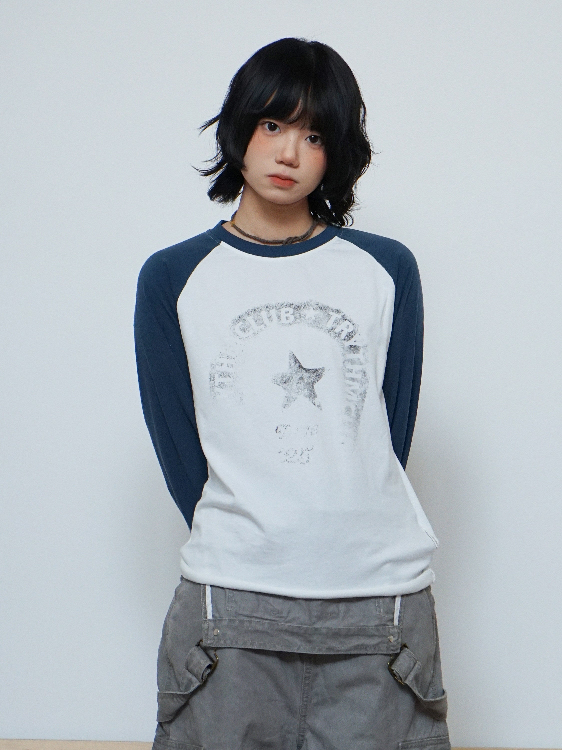 レタープリントラグランロングT N6784