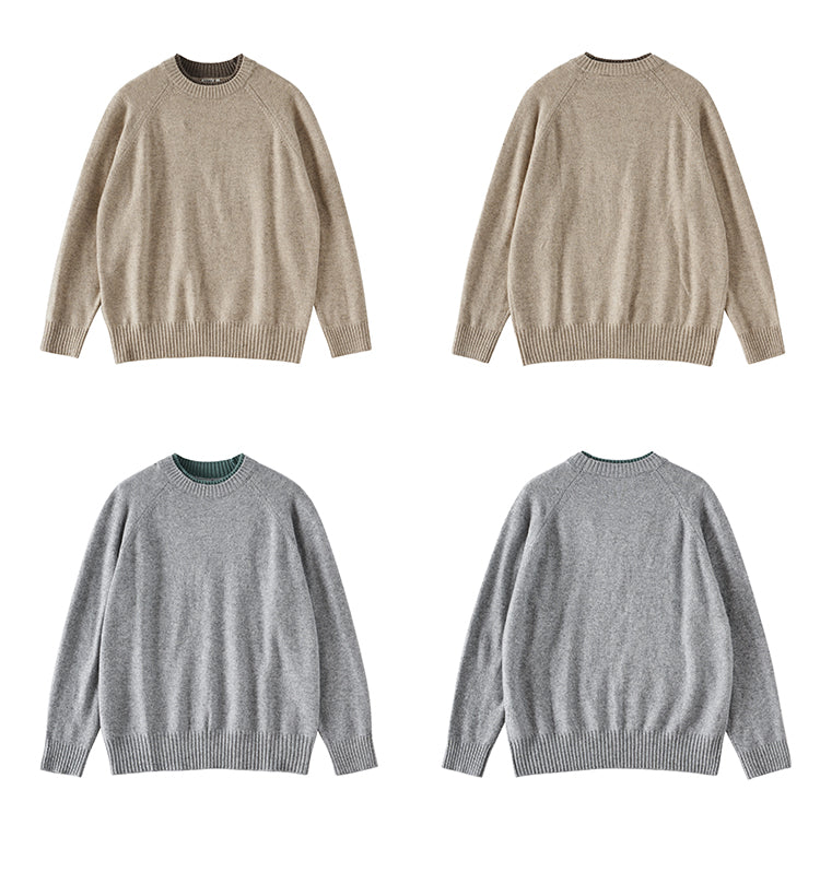 33%シープウール・ラグランスリーブ・クルーネックニット N6227