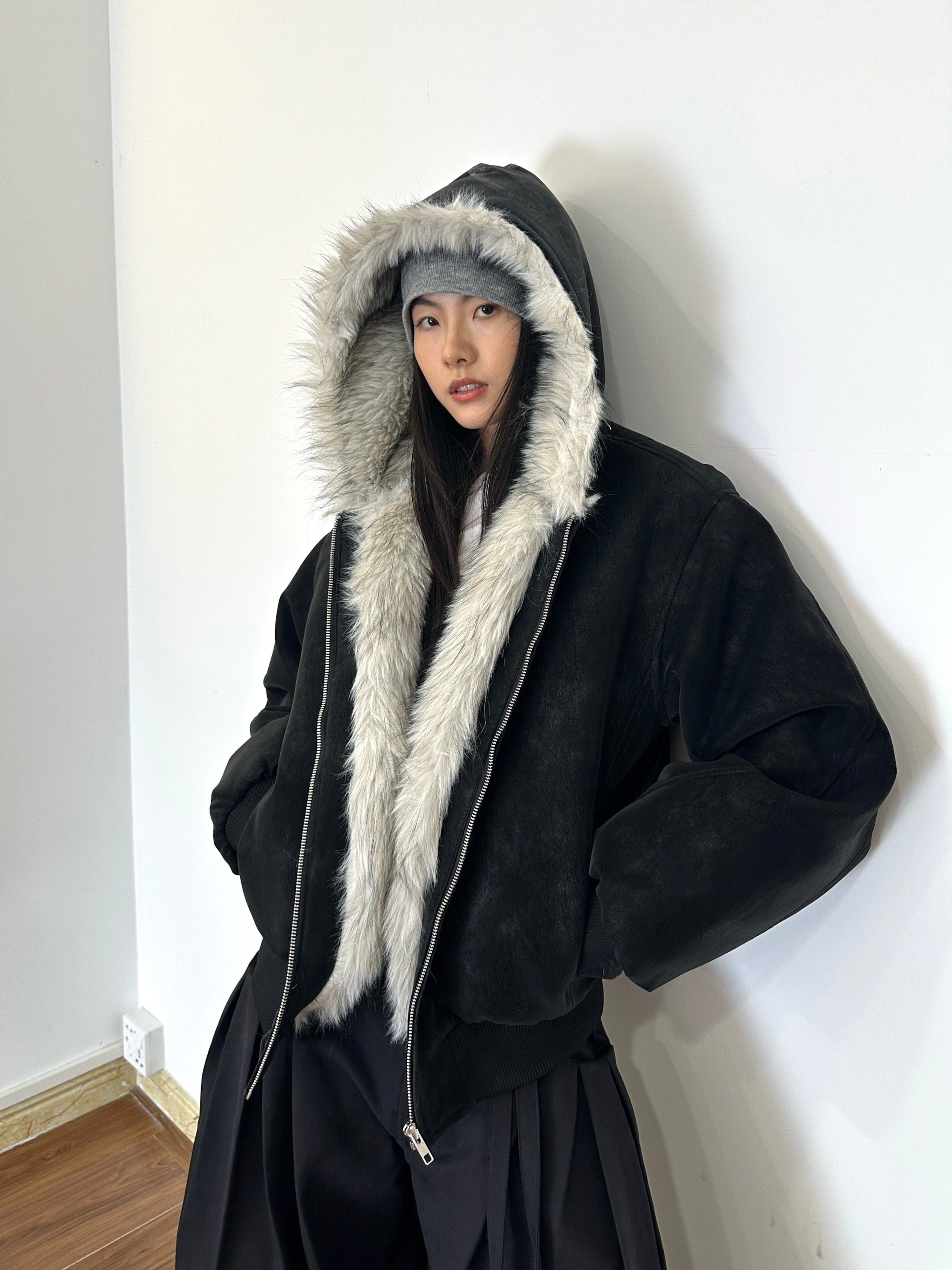 マットレザー調 フーデッド パデッドブルゾン N6463