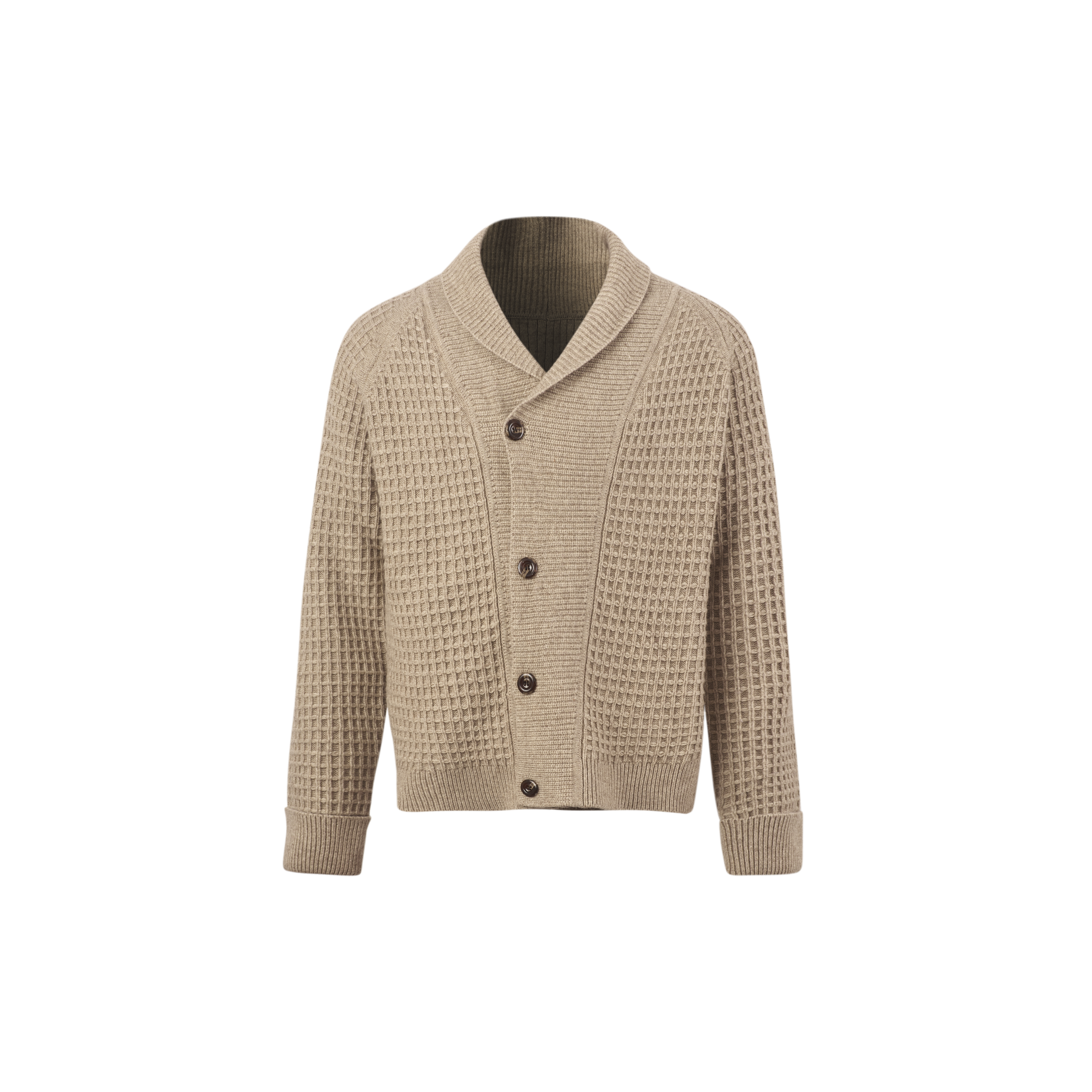 ショールカラーウール混 ワッフルカーディガン N6352