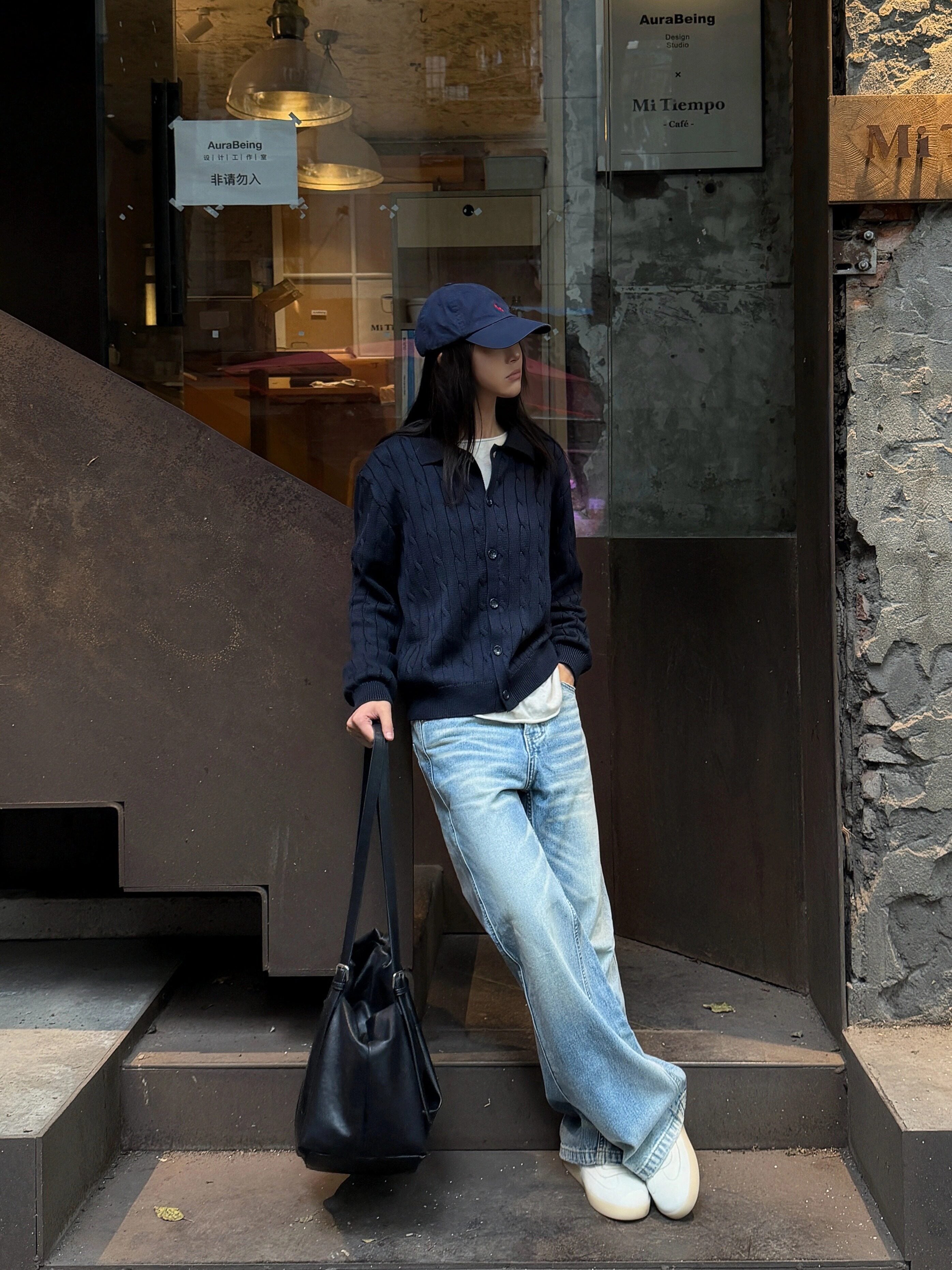 ケーブル編み コットンPOLOカーデ N6701