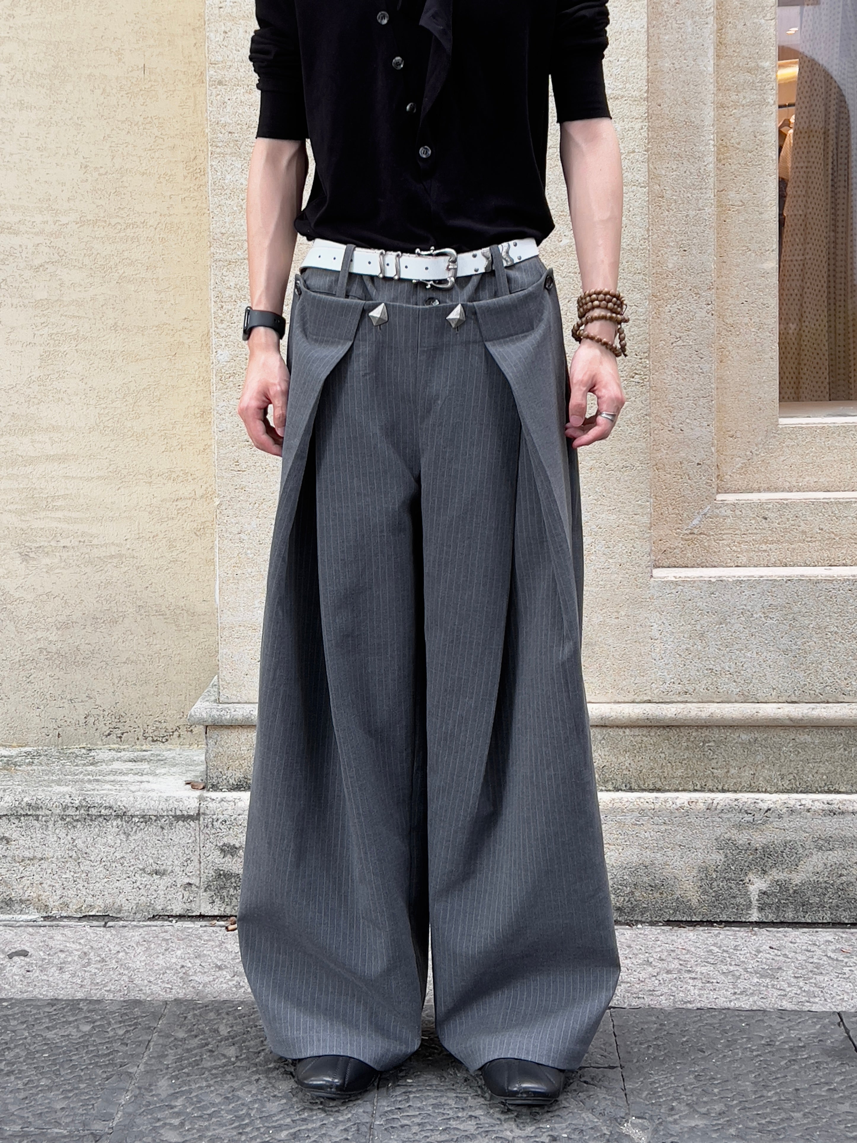 レイヤードヨーク・ツイストスネーク刺繍・ワイドパンツ N6239