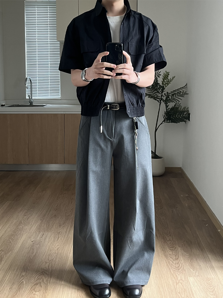 ダブルプリーツ Aライン ドレープスラックス N6537