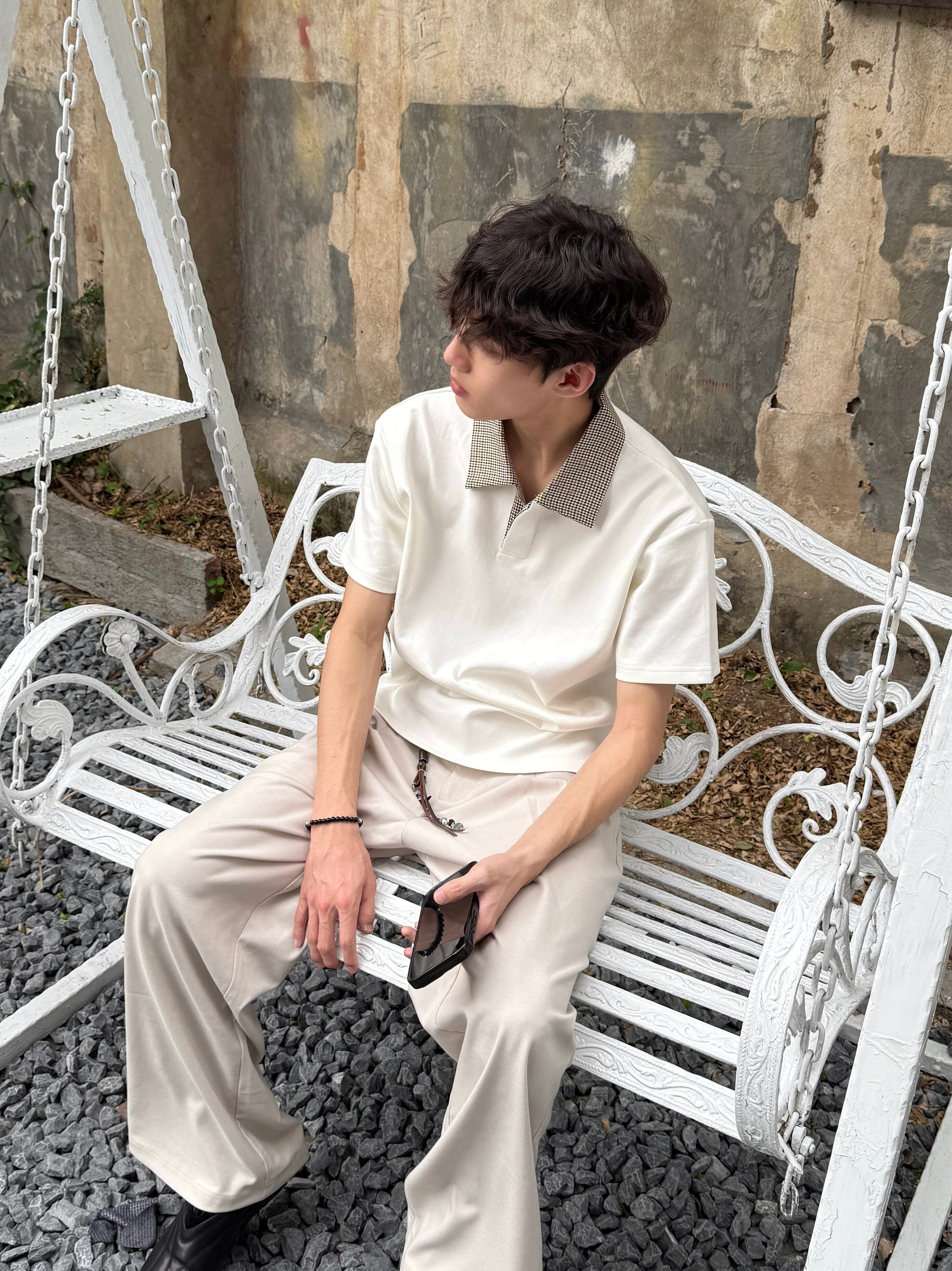 千鳥格子 切替 アイスタッチ ポロTシャツ N6834