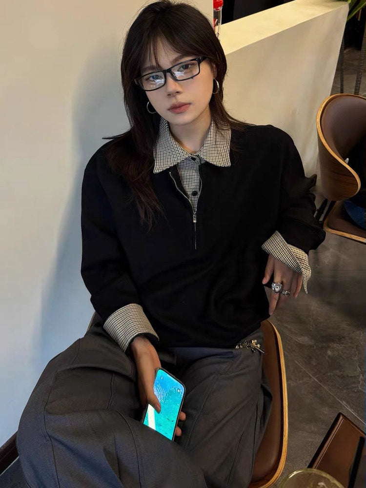 ウール混ハーフジップ ポロスウェット N6515