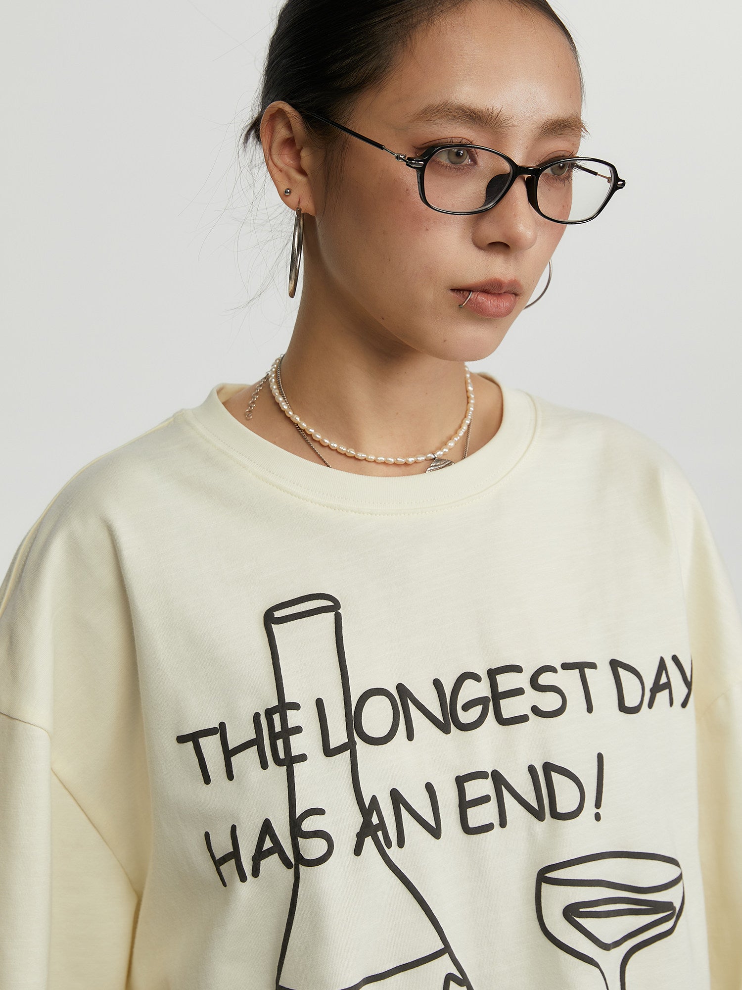 ハンドペイント ボトルグラフィック ロングT N6593