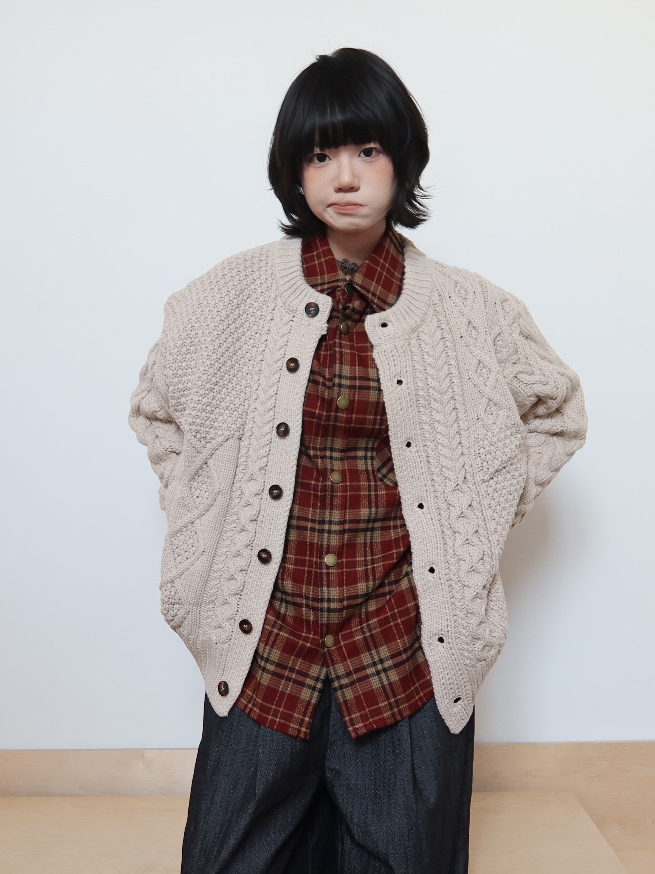 オールドマネー ケーブル編み ルーズニットカーディガン N6409