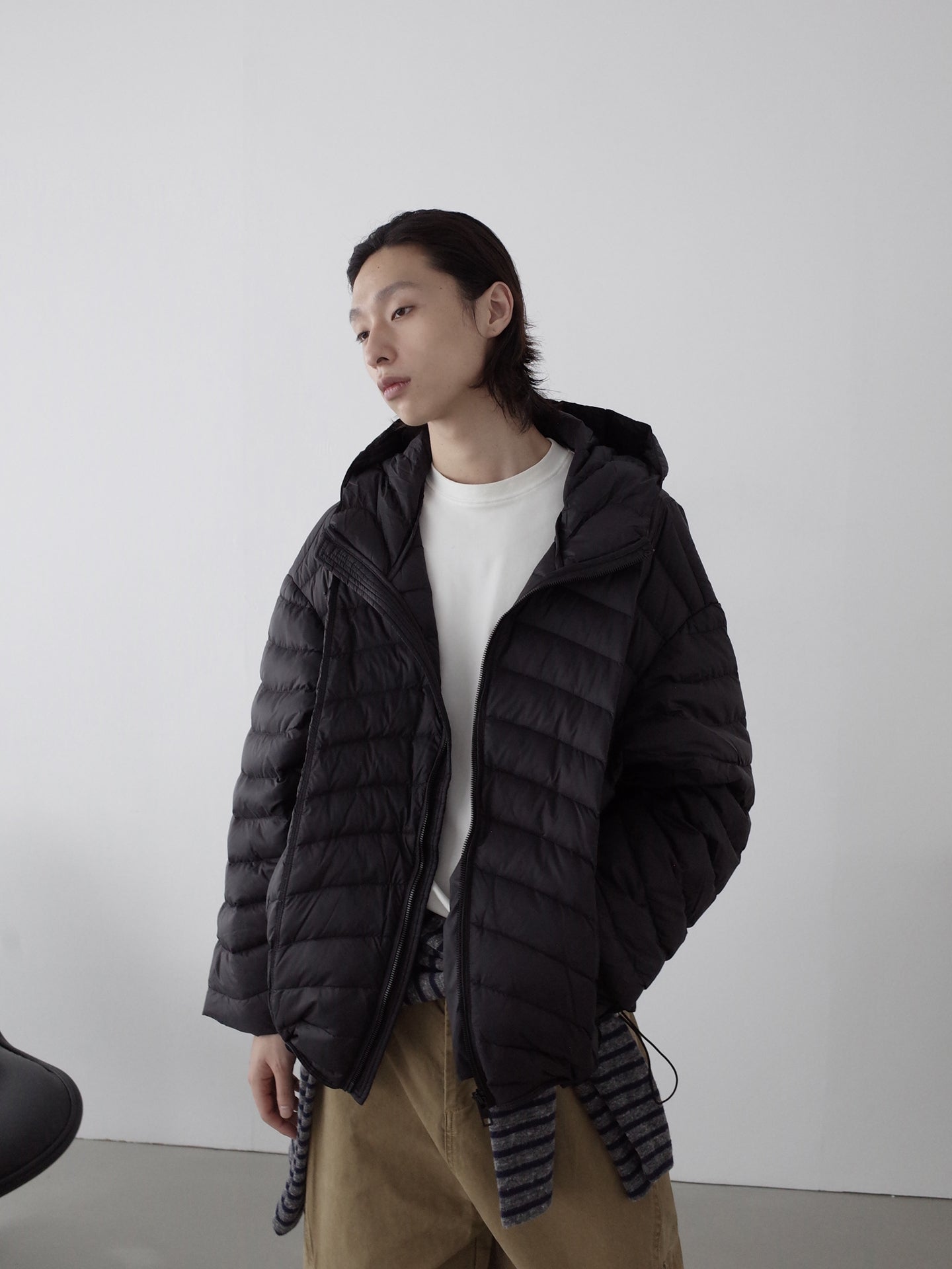 ヘリンボーン・90%ホワイトダックダウン・パファージャケット N6195