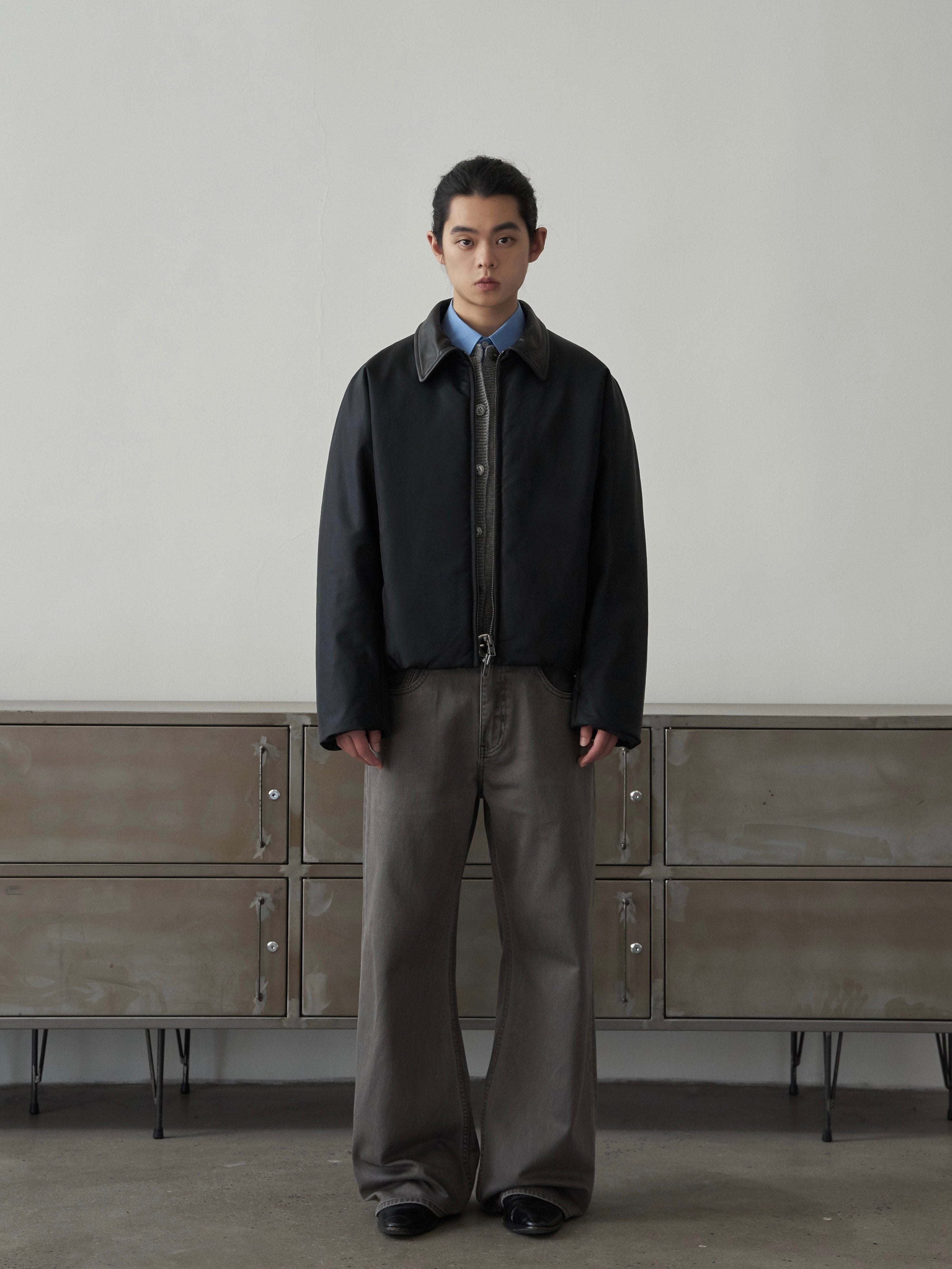 レザーカラー 解構パデッド ナイロンブルゾン N6462