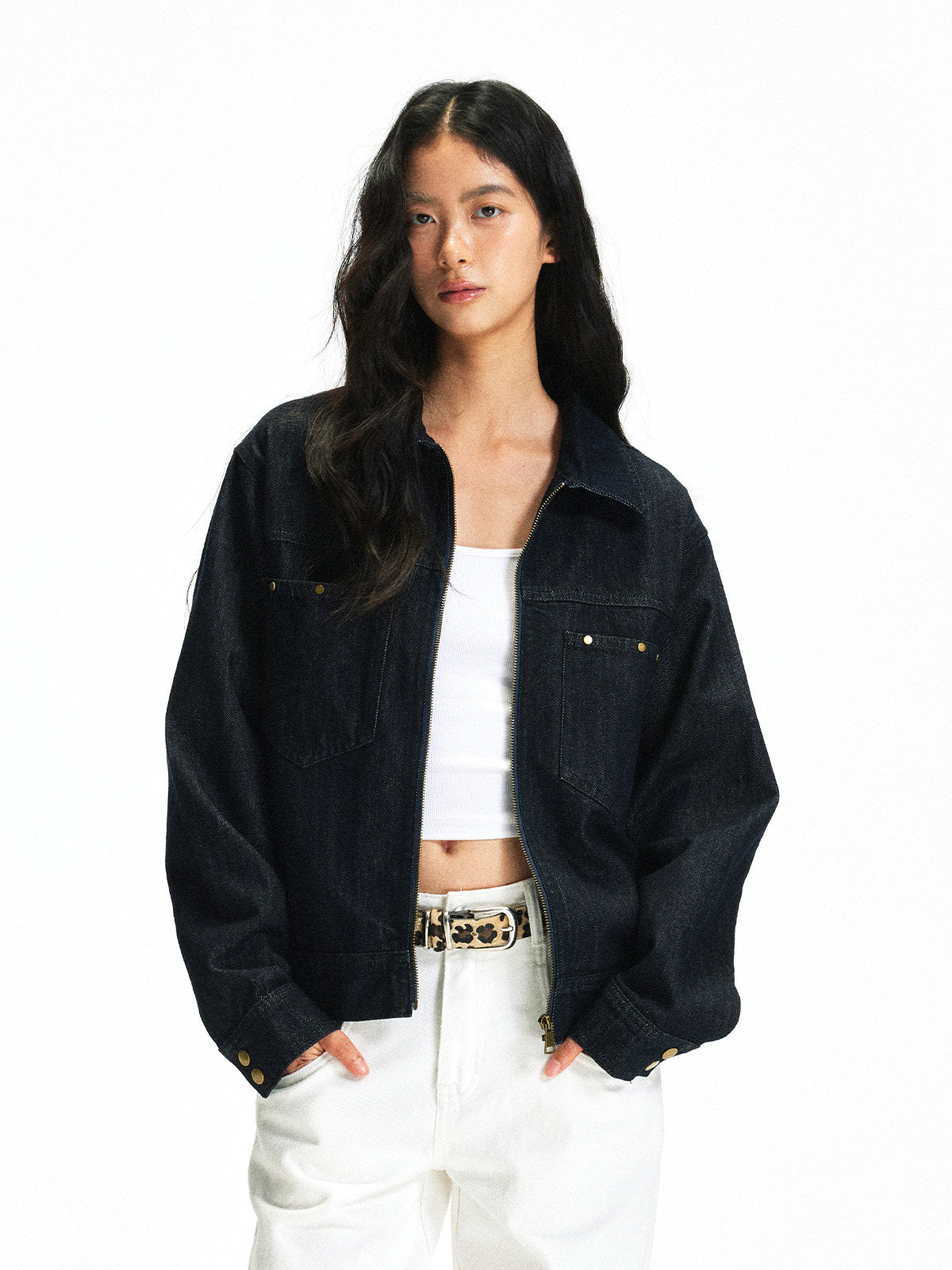 ショート丈 ブラックデニムジャケット N6644