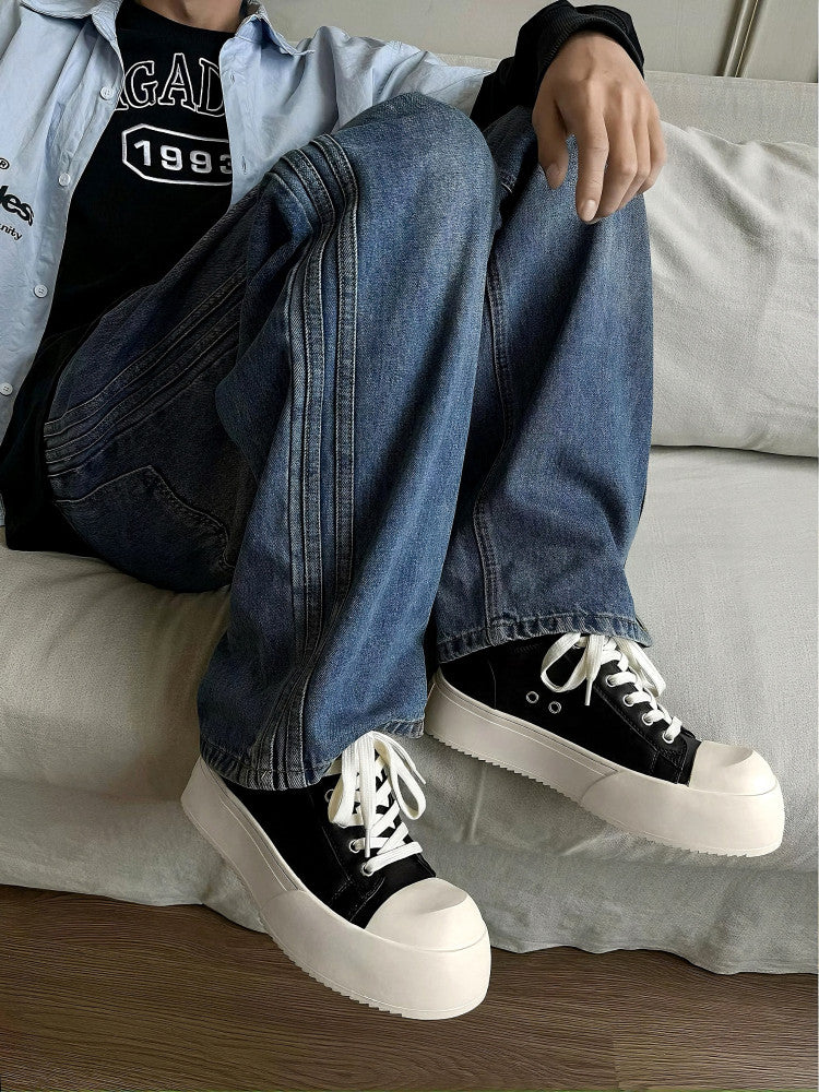 レザーアッパー 厚底ダービースニーカー N6466