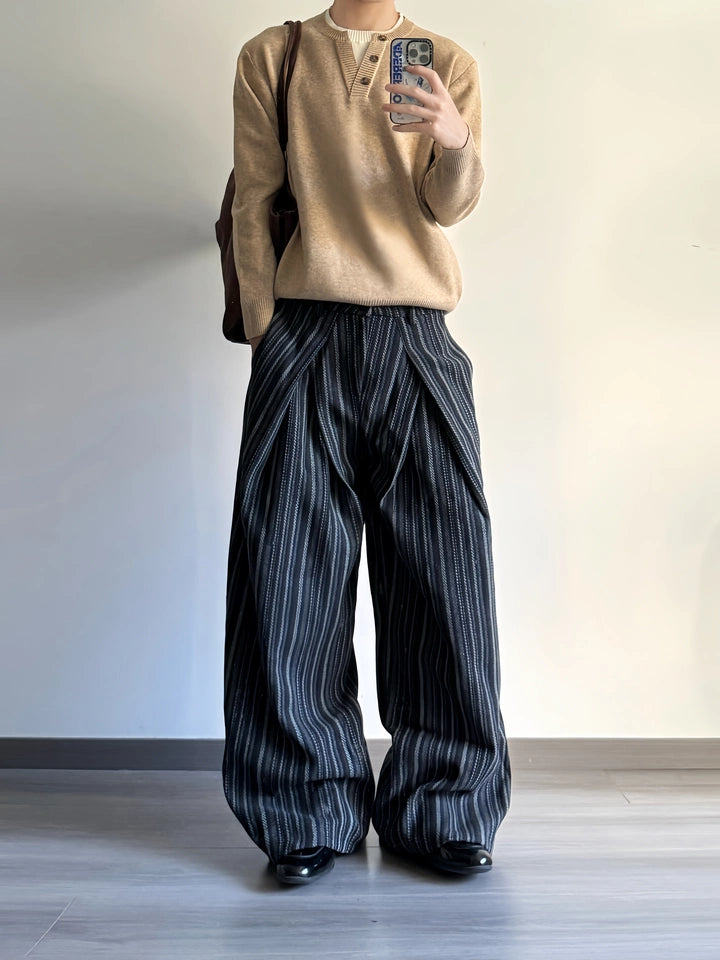 テクスチャーストライプ・ワイドストレート・トラウザーズ N6189