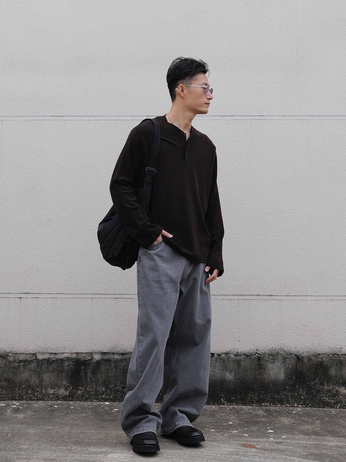 14oz グレーウォッシュ ストレートデニム N6637