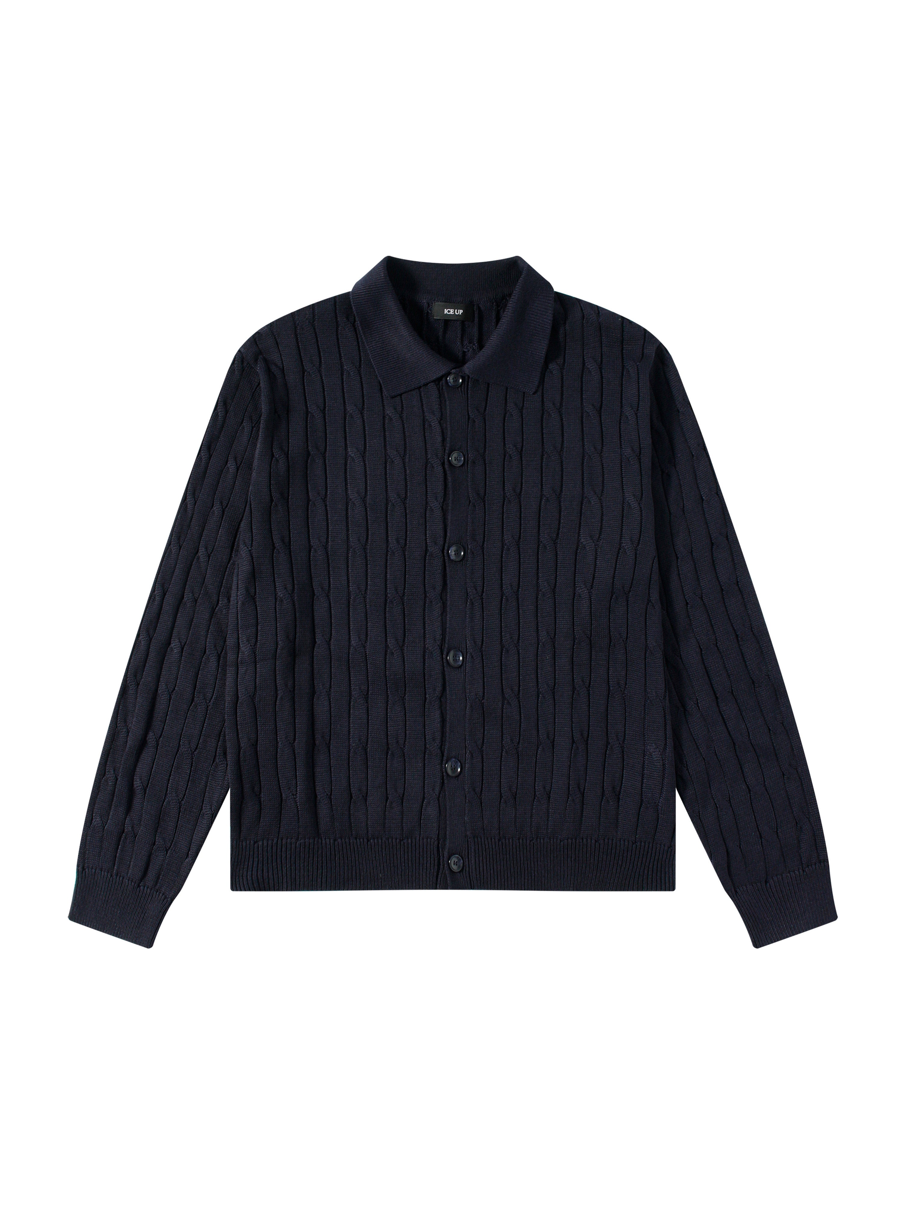 ケーブル編み コットンPOLOカーデ N6701