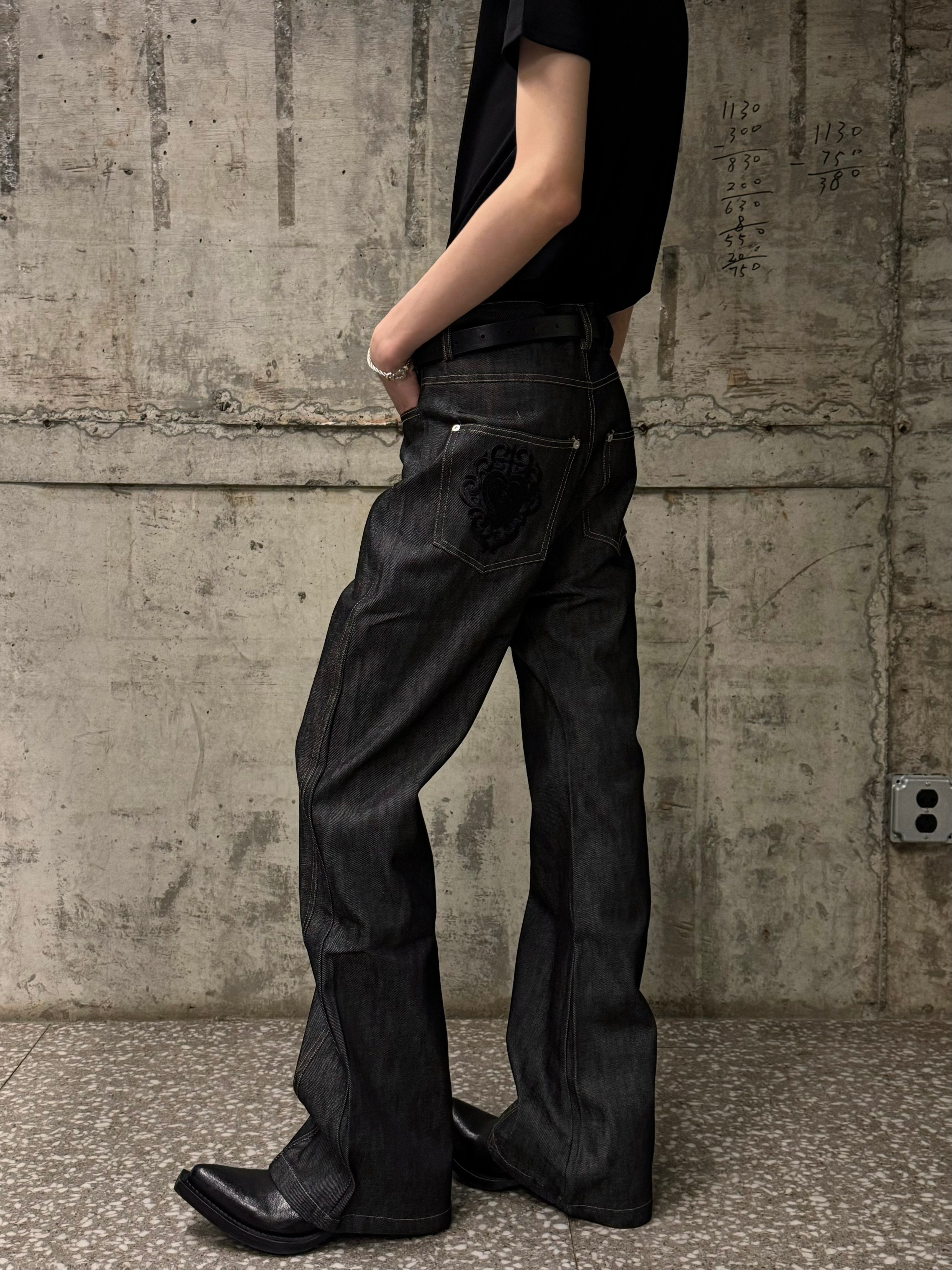 13ozリジッド・ホースヘアパッチ・フレアデニム N6149