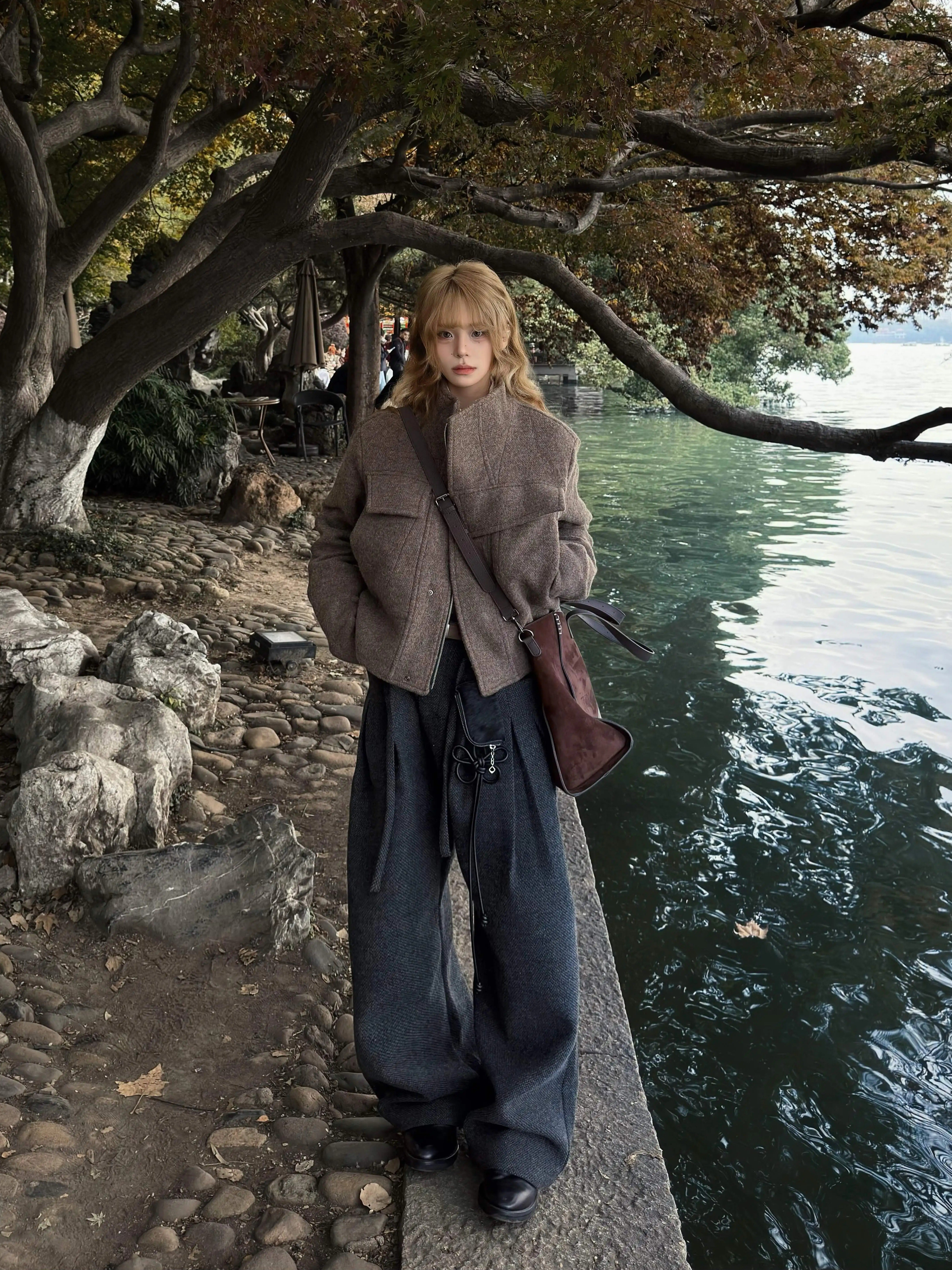 三重タックAライン 重厚ウールワイドスラックス N6260