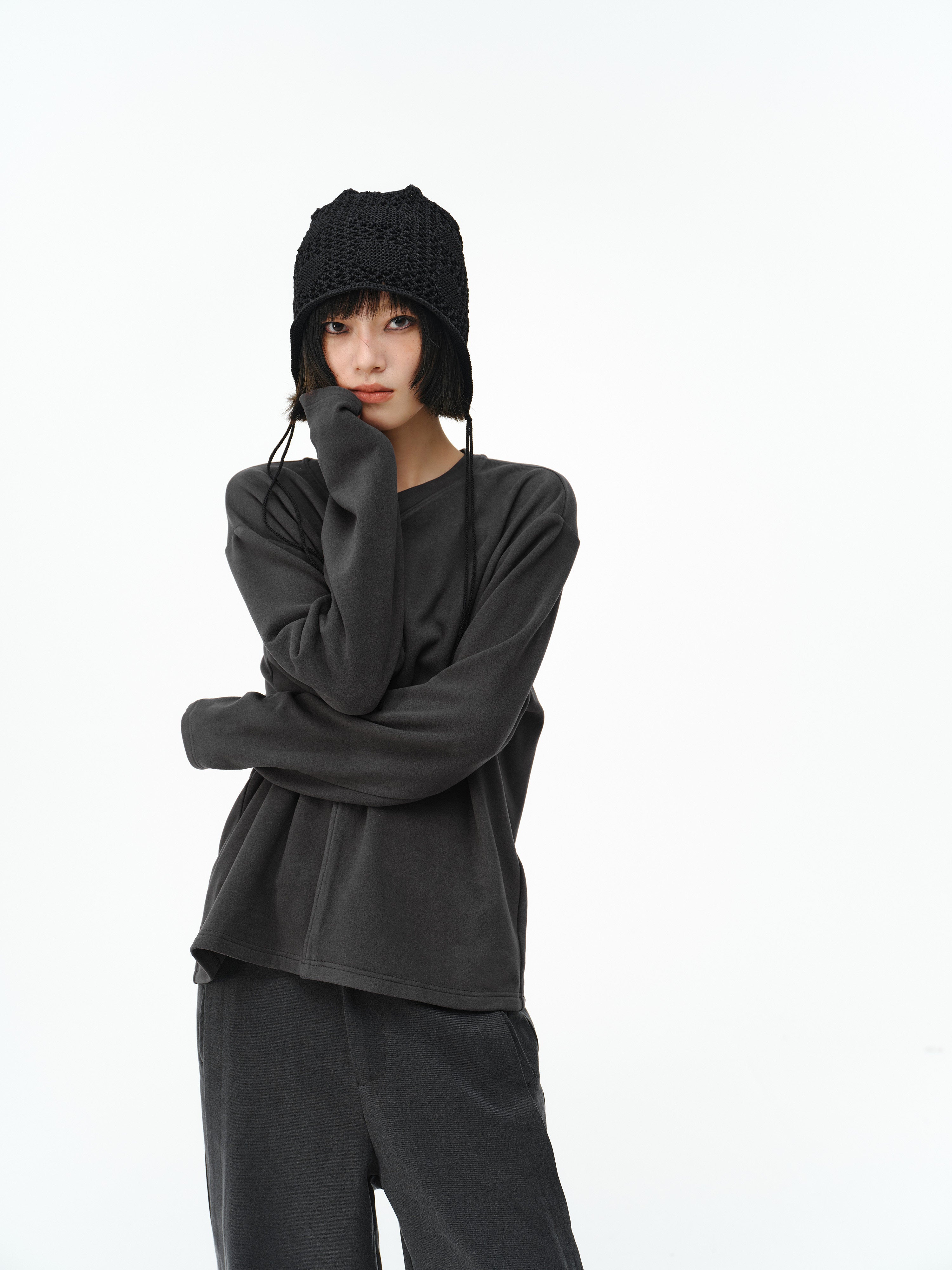 メリノウール混 Vネック ロングスリーブインナー N6370